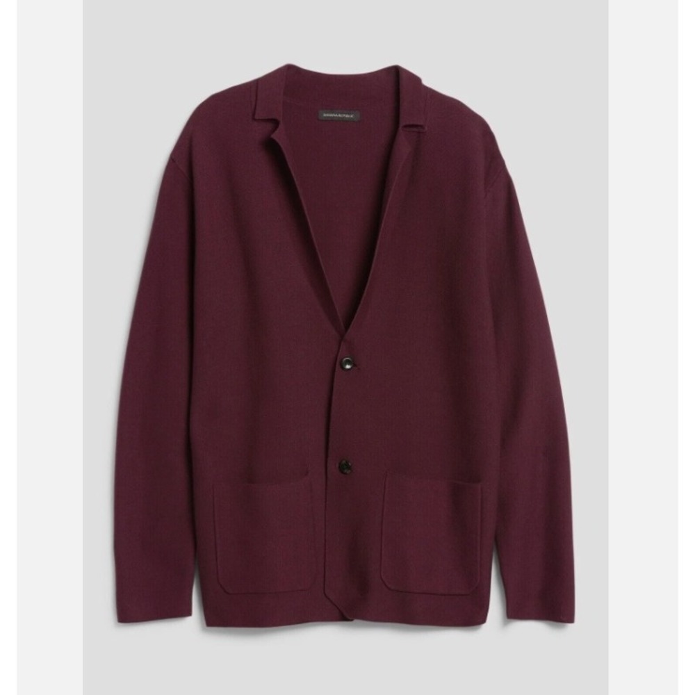 Banana Republic Supima Sweater Blazer Textured Cotton Sonoma Wine Small